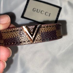 Brown unisex adjustable bracelet. Brown Damier